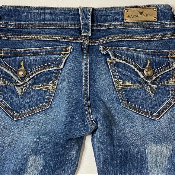 Sang Real | Factory Distressed Boot Cut Jeans - Picture 9 of 11